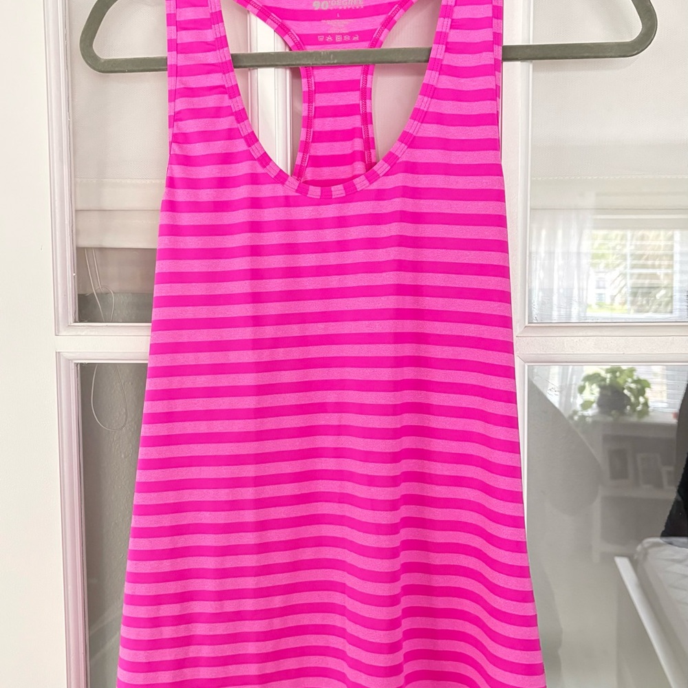 90 Degree By Reflex Pink Striped Racerback Tank